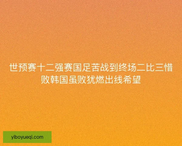世预赛十二强赛国足苦战到终场二比三惜败韩国虽败犹燃出线希望